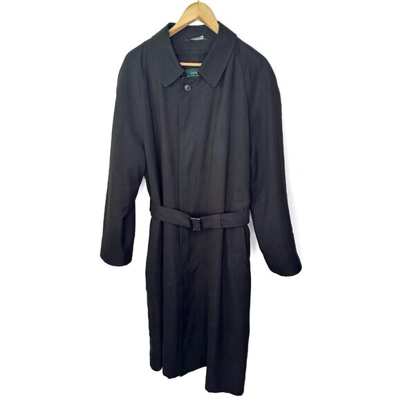 Lauren Ralph Lauren Black Trench Coat Men's 44R Water Repellent Removable Liner - Picture 1 of 12